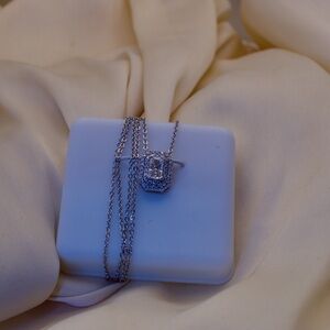 Elegant Silver Moissanite Necklace .47CTW VVS1 D color Moissanite 18 inch